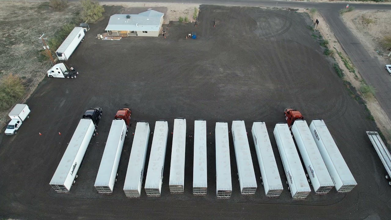 Aerial view of JASKO Holdings truck and trailer parking yard in Buckeye
